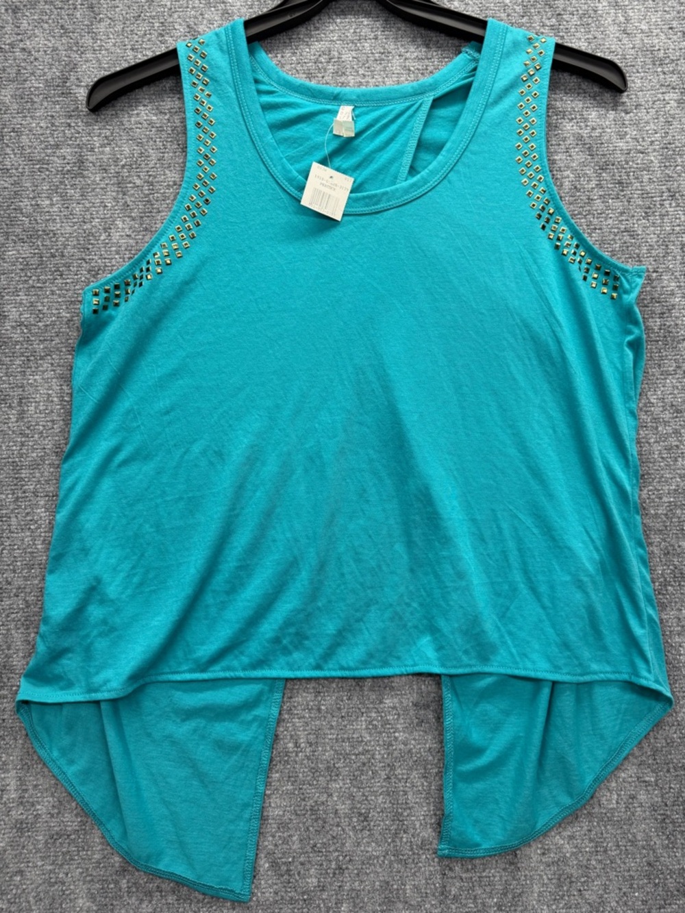 Women's Col Story Turquoise Stud-Trim High-Low Tank Top Size 2XL NWT
